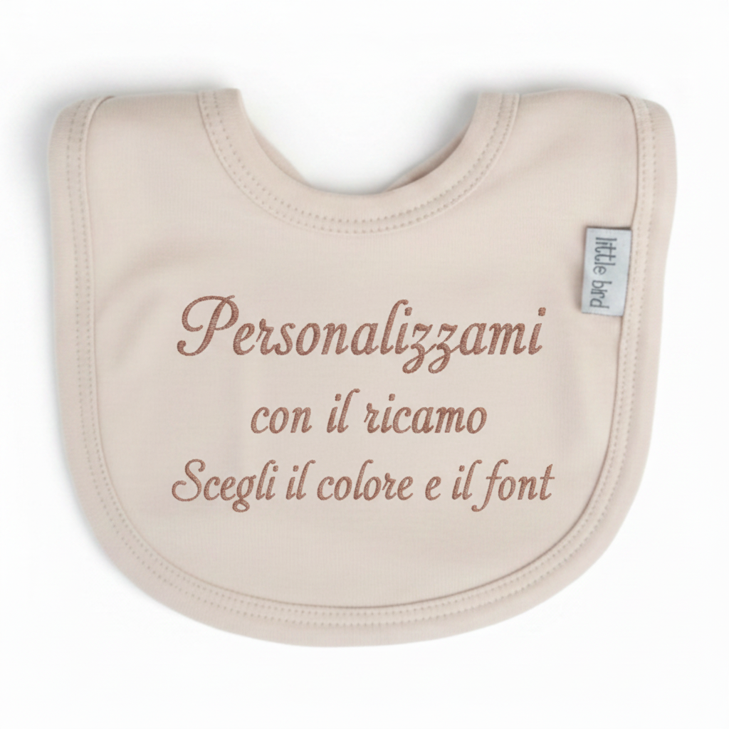 Bavetta Beige - scritta ricamata