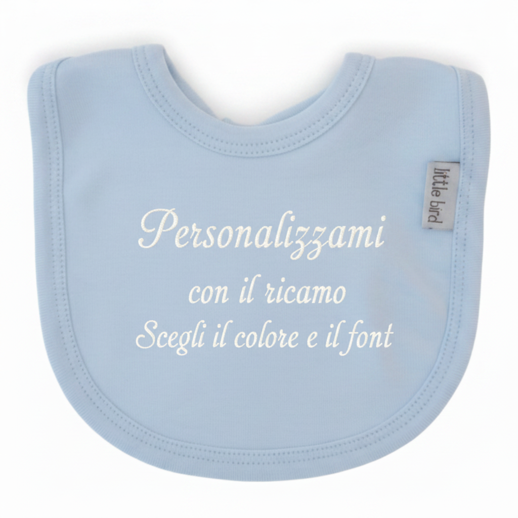 Bavetta Blu - scritta ricamata