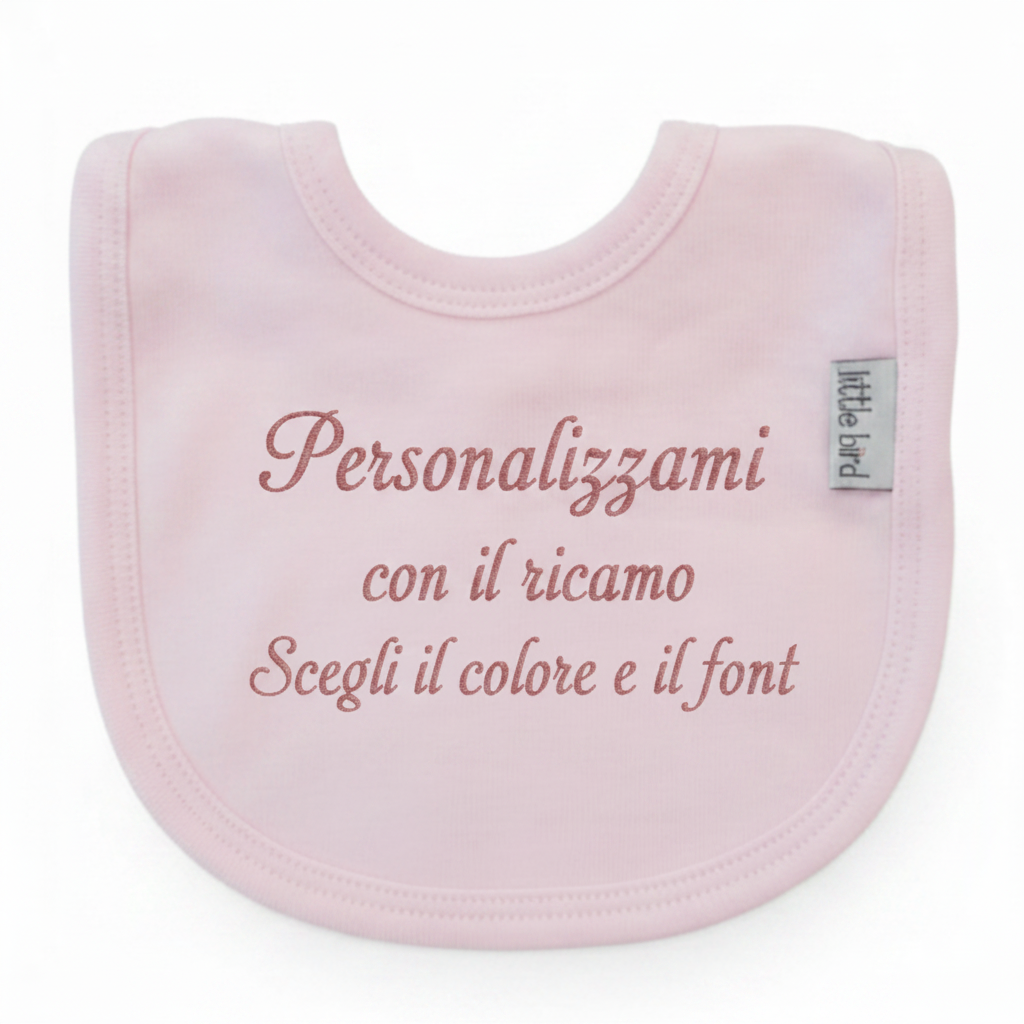 Bavetta Rosa cipria - scritta ricamata