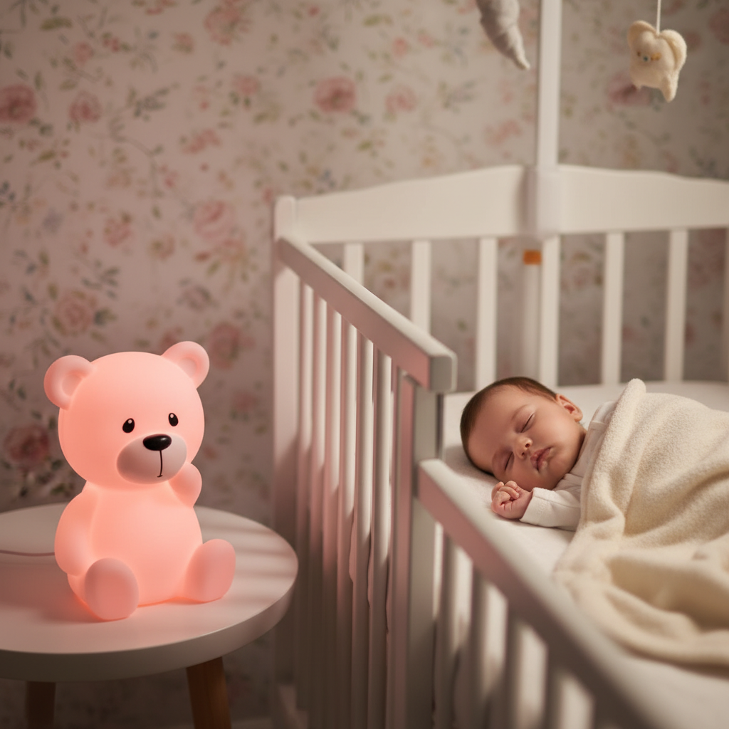Bebè che dorme con luce notturna