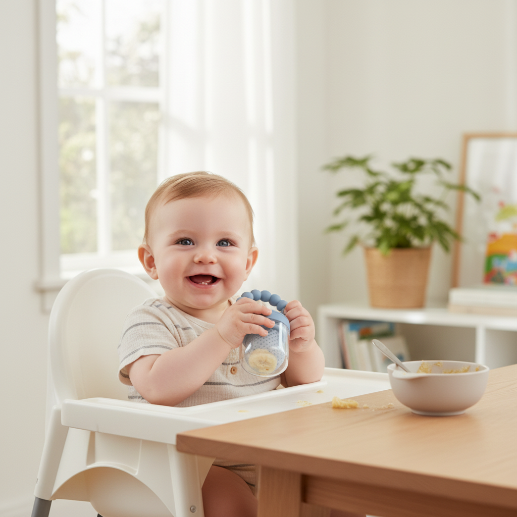 Bebè che usa il ciuccio frutta
