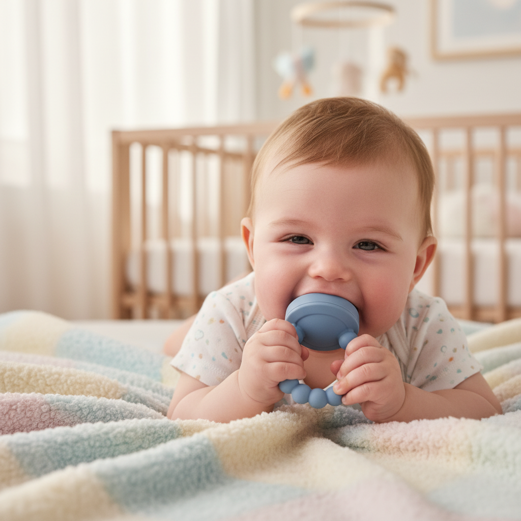 Bebè con ciuccio frutta - manico visibile