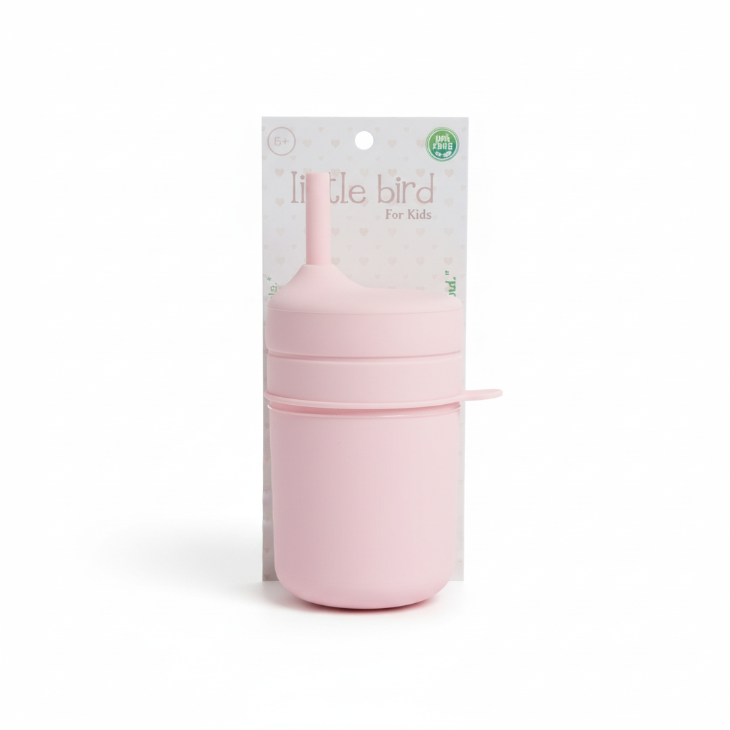 Bicchiere rosa con packaging ridotto