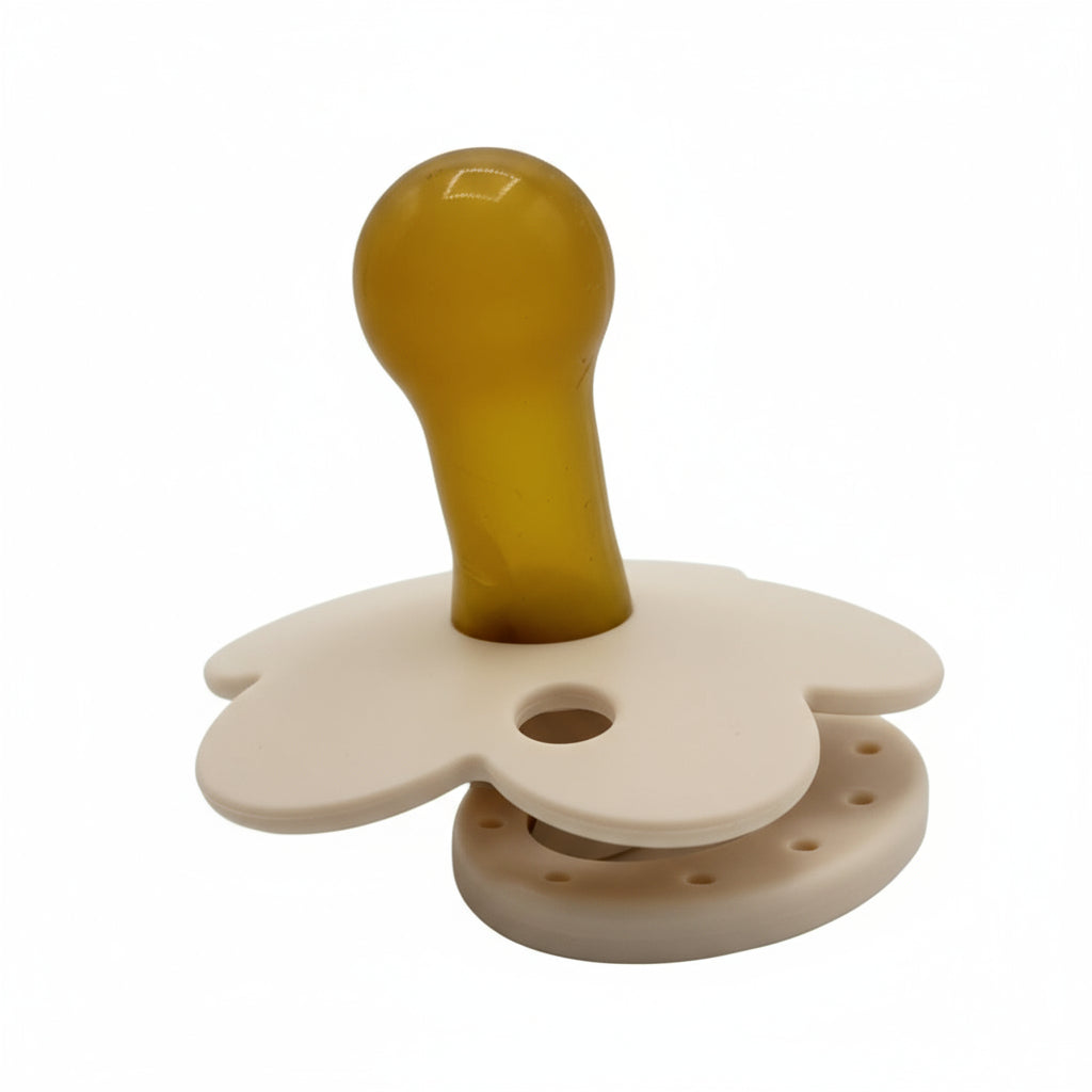 Ciuccio Morbido Piccolo in Silicone a Fiore per Neonati Beige - Comfort e Stile Colore Beige Chiaro
