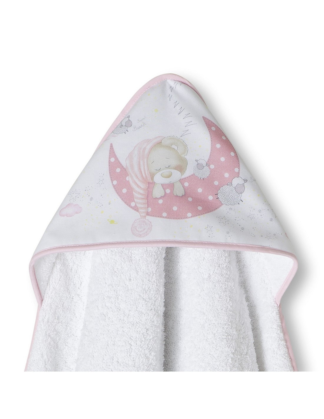 Mantellina da Bagno Bear Sleeping con Cappuccio - Rosa