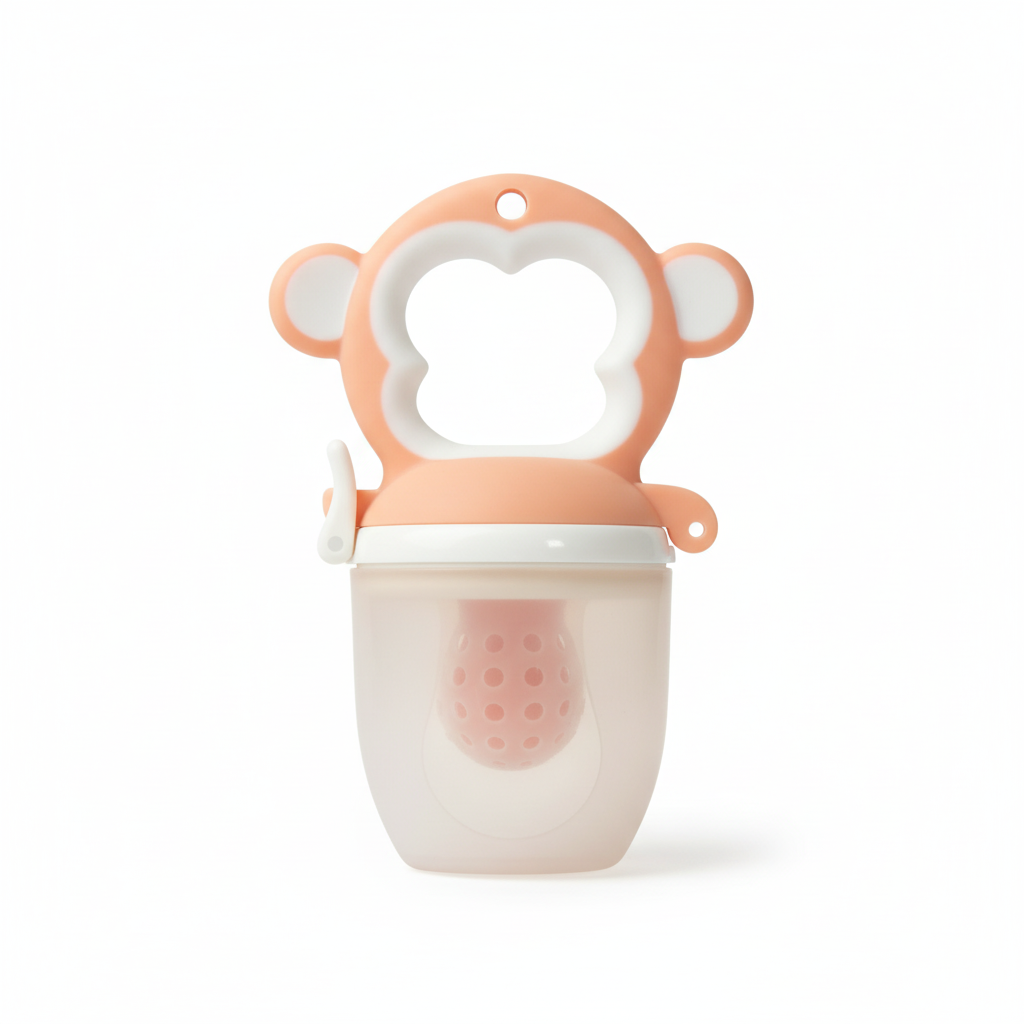 Ciuccio Frutta Scimmia Arancio e Bianco