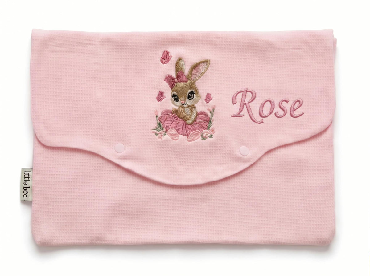 Little Bird - Busta Cambio Neonato e Nido Personalizzabile Ricamata Coniglietta - Organizer Borsa Parto