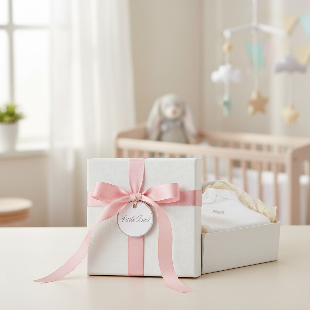 Little Bird - Camicina della Fortuna Neonato Bianco Scritta Rosa - 100% Cotone Anallergico - Personalizzato