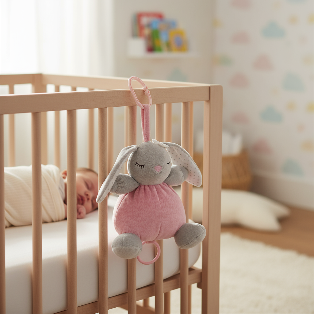 Coniglietto grigio in culla