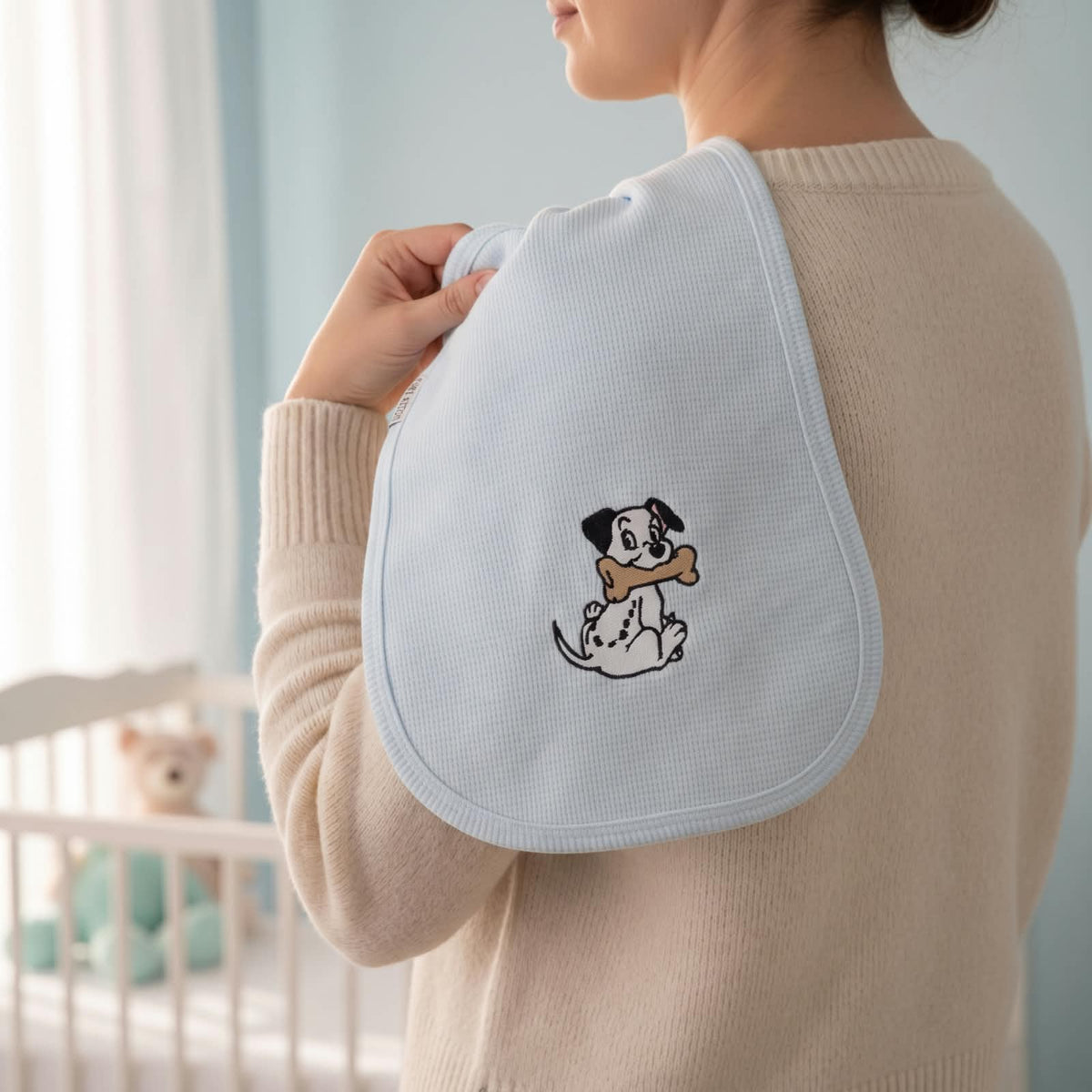 Little Bird - Telospalla Dalmata Celeste - 100% Cotone Anallergico - Personalizzabile