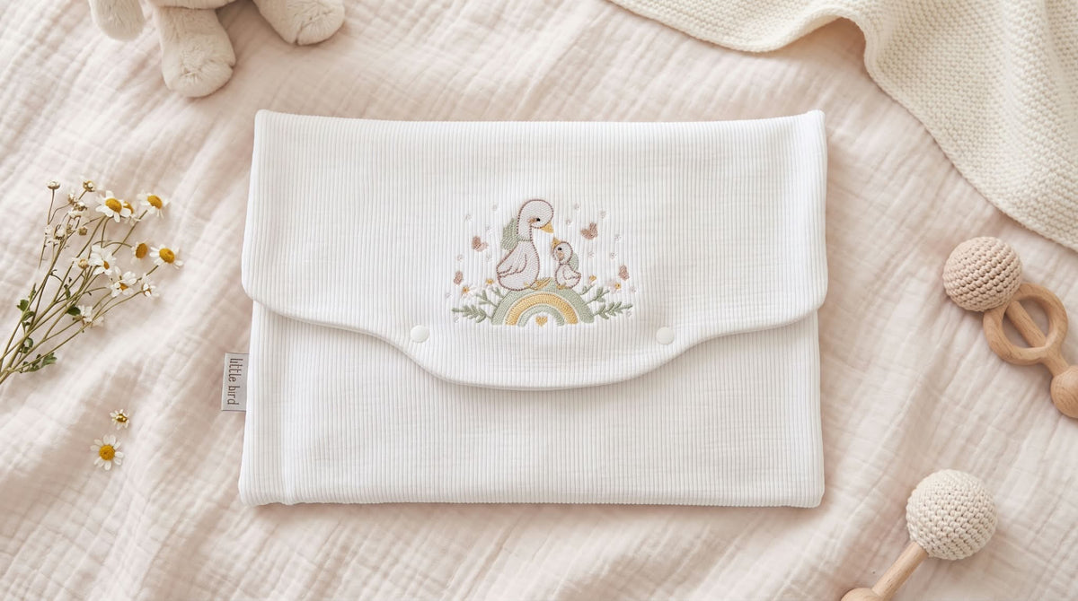 Little Bird - Pochette de Rangement Brodé Ours avec Ballons - Organisateur Sac de Maternité