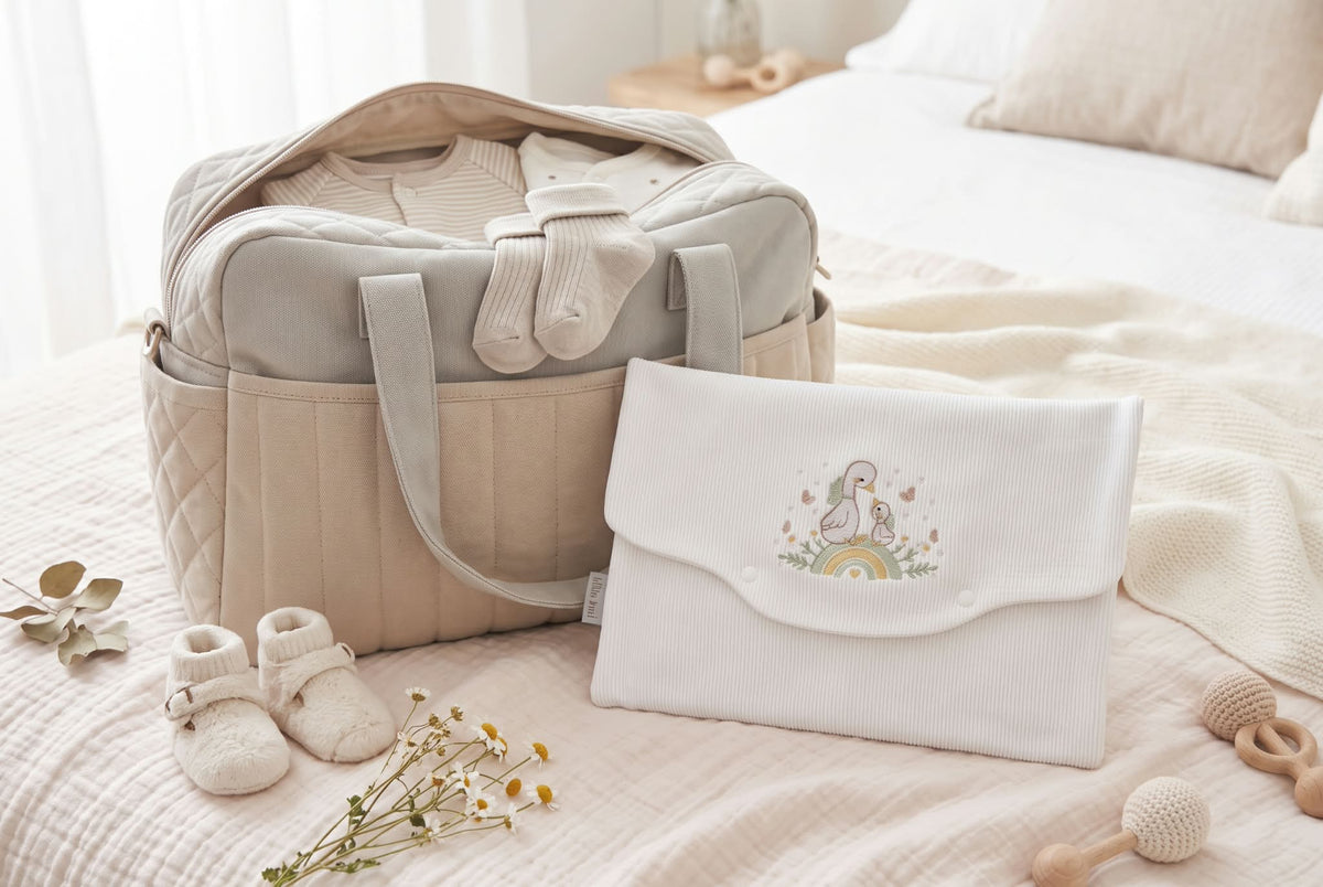 Little Bird - Pochette de Rangement Brodé Ours avec Ballons - Organisateur Sac de Maternité