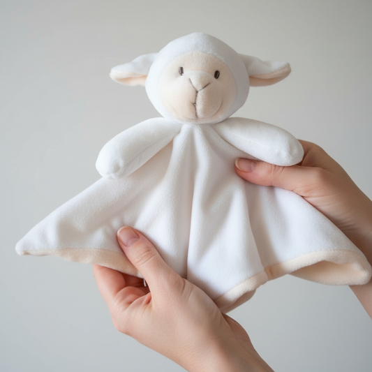 Doudou agnellino nelle mani della mamma