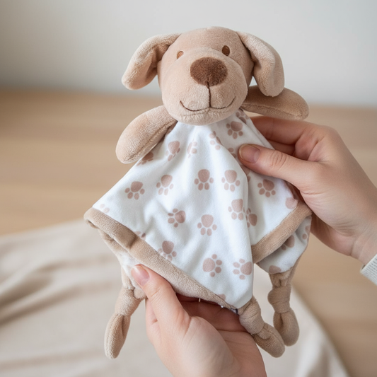 Doudou cagnolino originale nelle mani della mamma