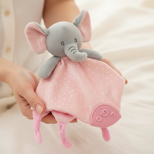 Doudou elefantino nelle mani della mamma