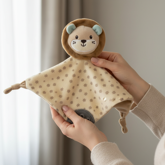 Doudou leoncino originale nelle mani della mamma