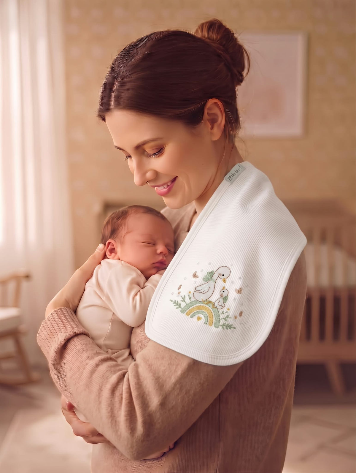 Little Bird - Telospalla Paperelle su Arcobaleno - 100% Cotone Anallergico - Personalizzabile