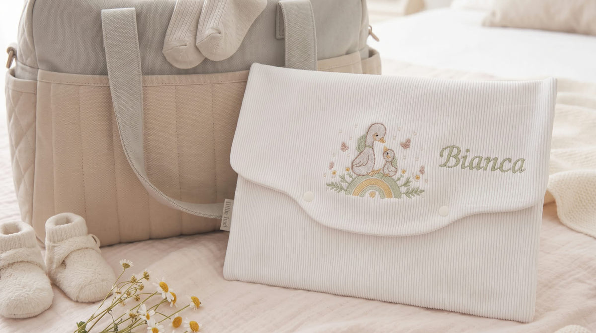 Little Bird - Pochette de Rangement Brodé Ours avec Ballons - Organisateur Sac de Maternité