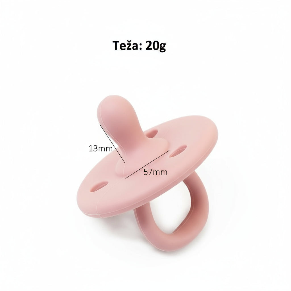 Ciuccio Morbido in Silicone BPA Free per Neonati - Colore Rosa Malva -Conforme Normative UE