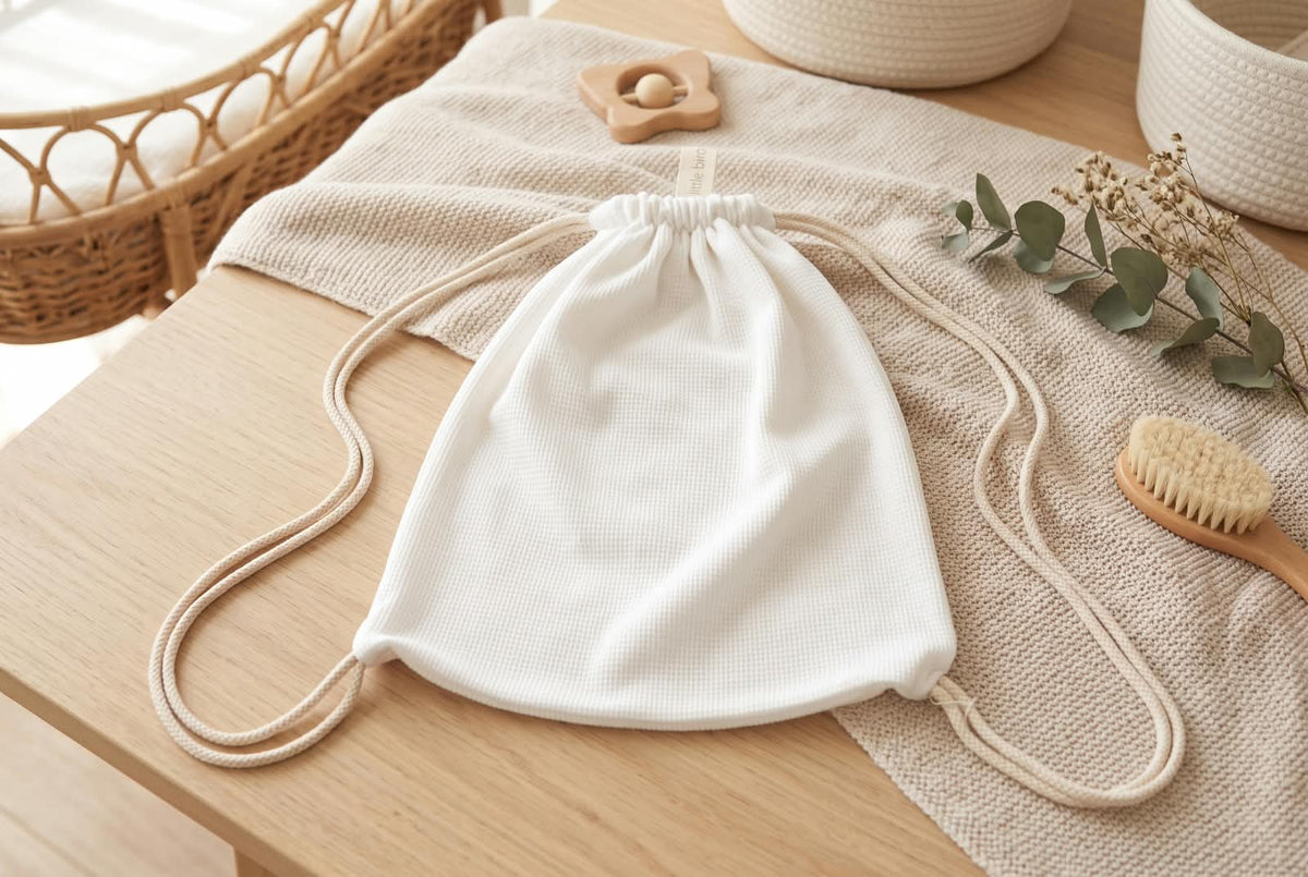 Little Bird - Sacca Cambio Neonato e Nido Personalizzabile in Cotone Bianco - 100% Cotone - Organizer Neonato