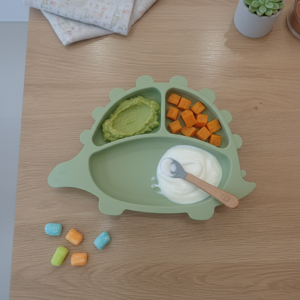 Vista dall'alto del piatto verde con cibo sano