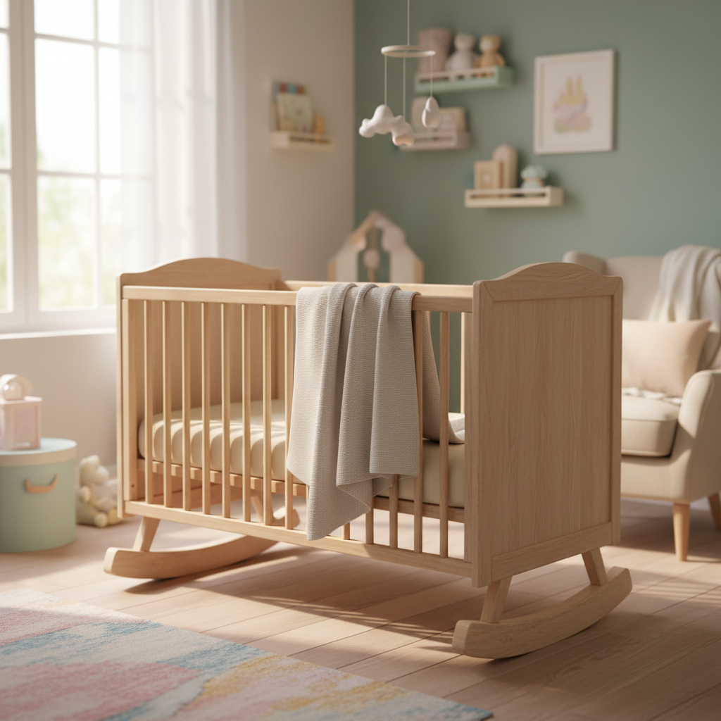 Copertina liscia beige sulla culla - Little Bird