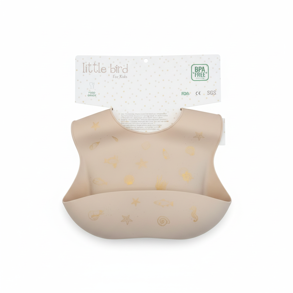 Bavetta beige oro mare con packaging Little Bird