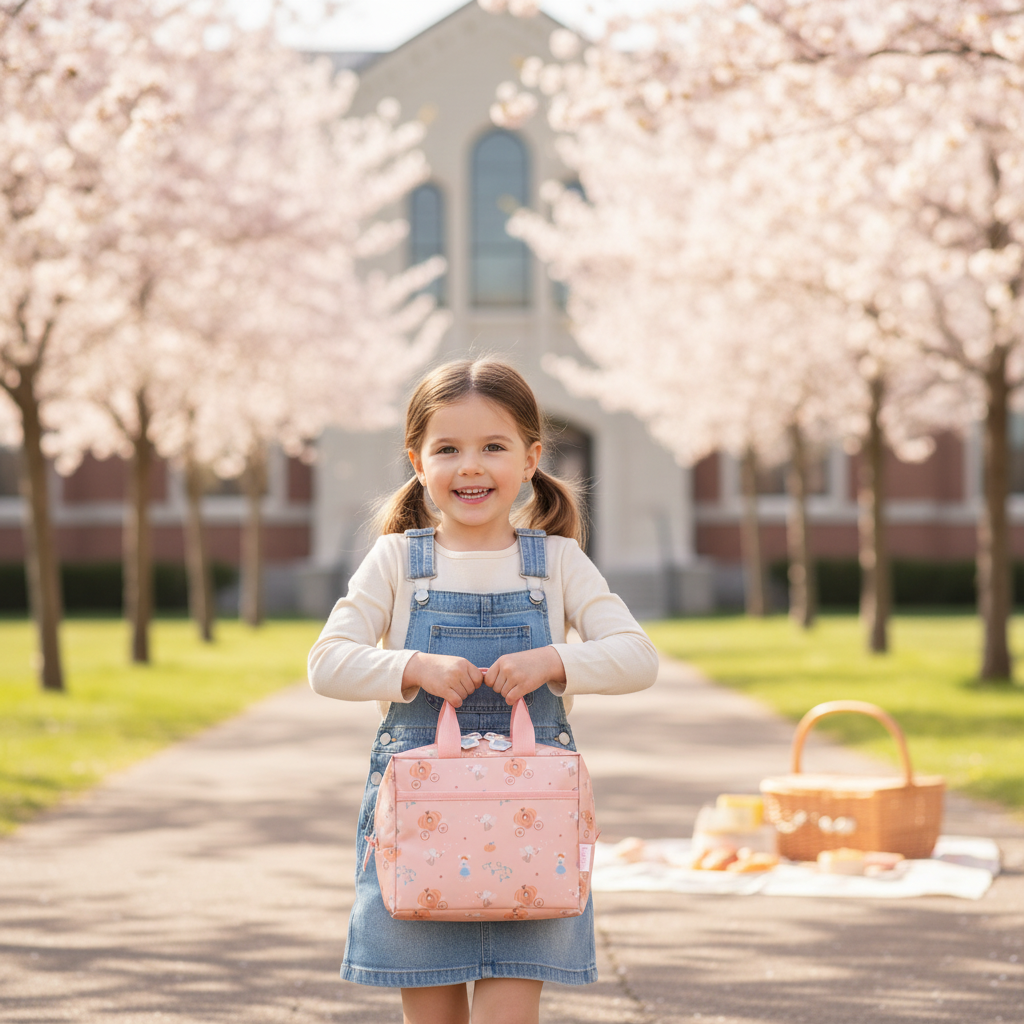 Borsa Termica Merenda Mouse Fairies Tutete lifestyle - bambina a scuola o picnic con borsa termica rosa cipria topolina Cenerentola manici a mano