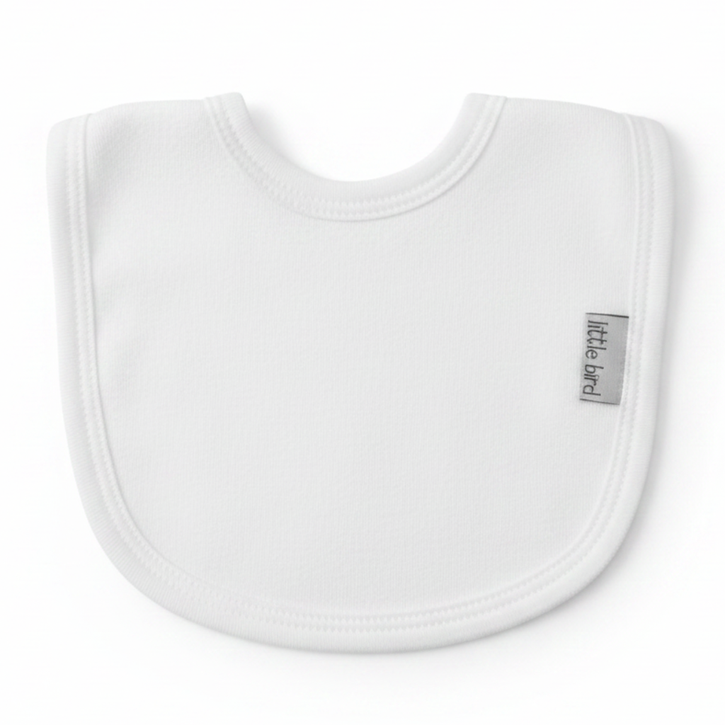Bavetta bianca Little Bird sfondo bianco professionale