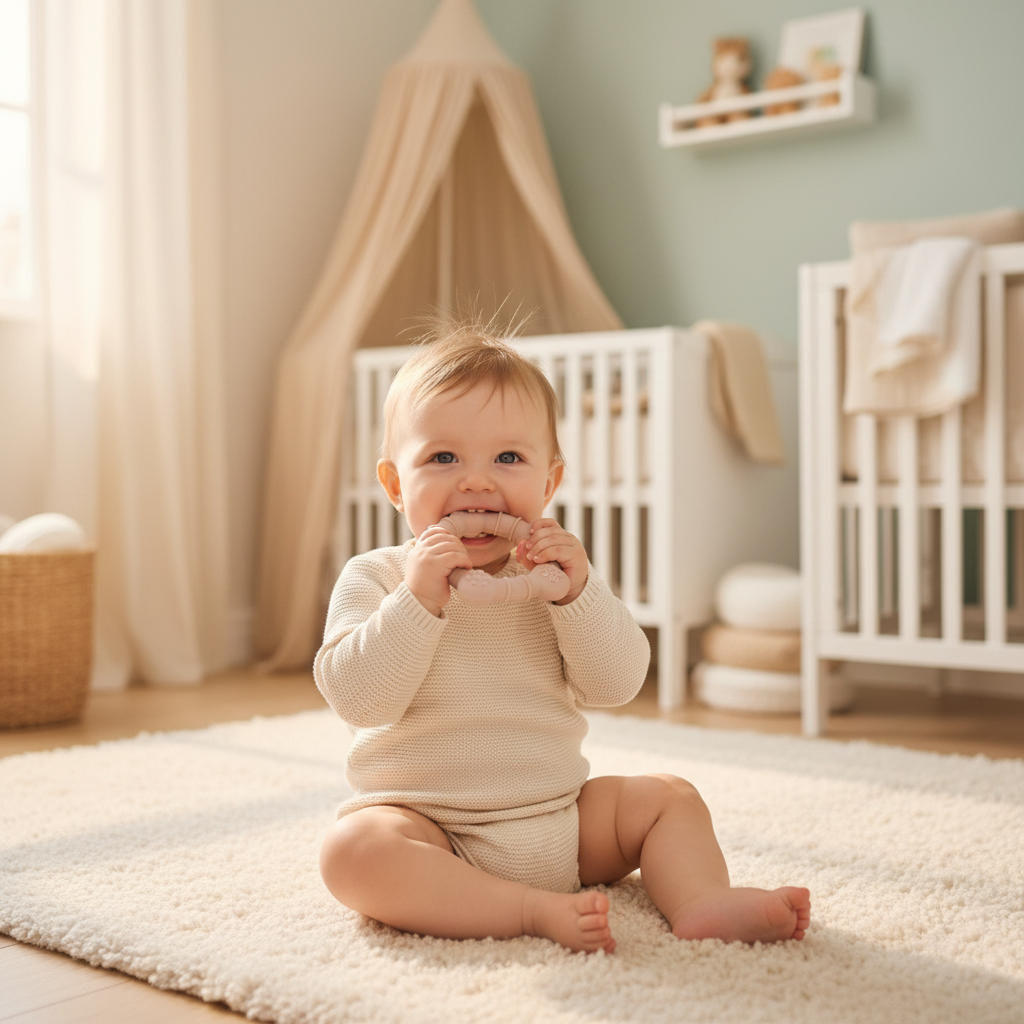 Lifestyle bambino usa massaggiagengive anello beige