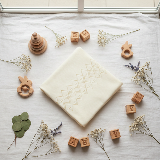 Copertina Traforata Avorio lifestyle flat lay