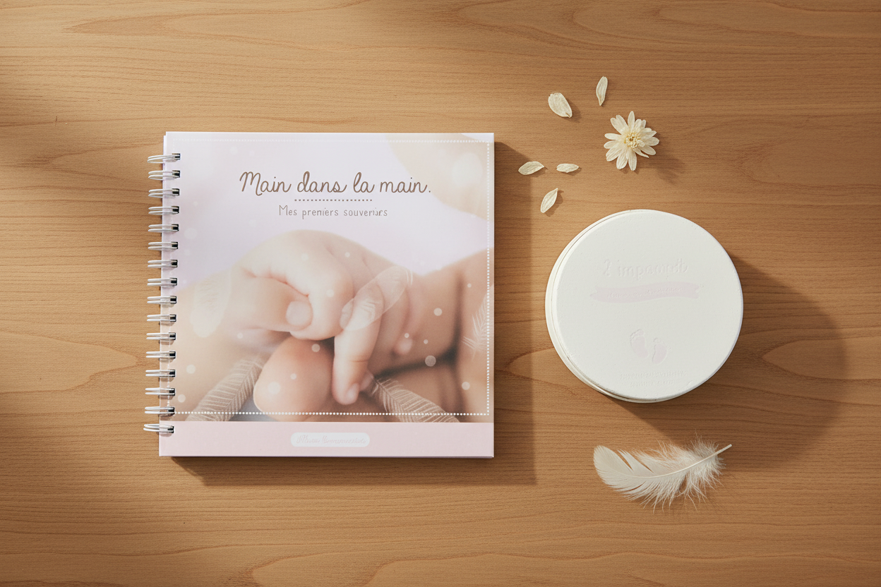 Set Album Foto + Cofanetto Gesso Rosa - lifestyle su legno