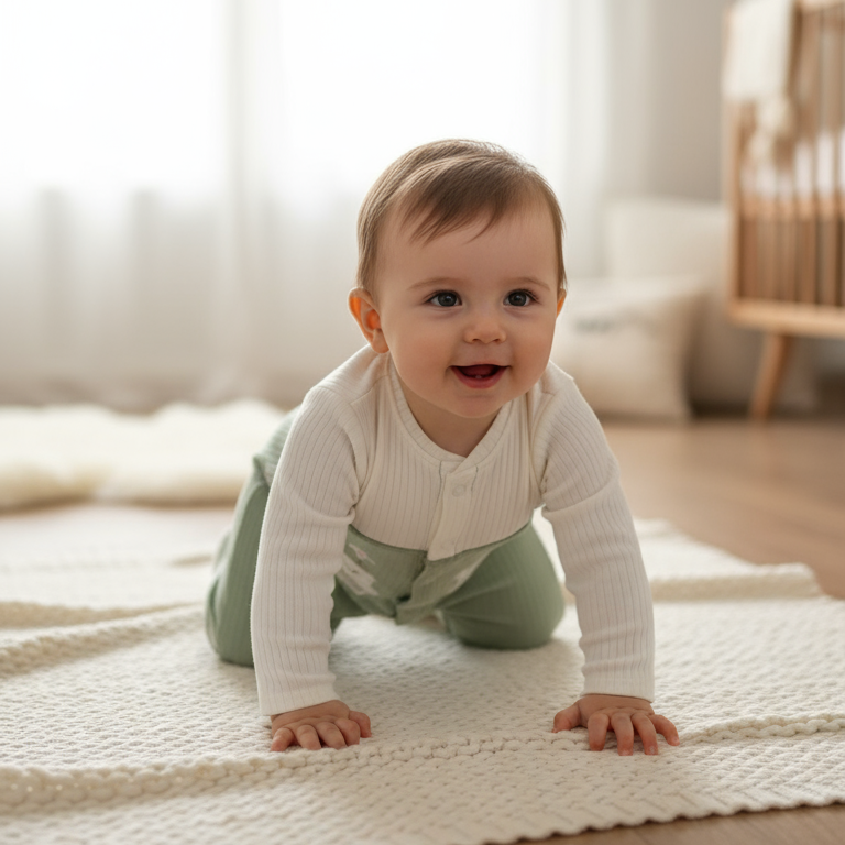 Tutina Neonato Beblo con Piedini Verde Salvia - Coniglietto e Cactus