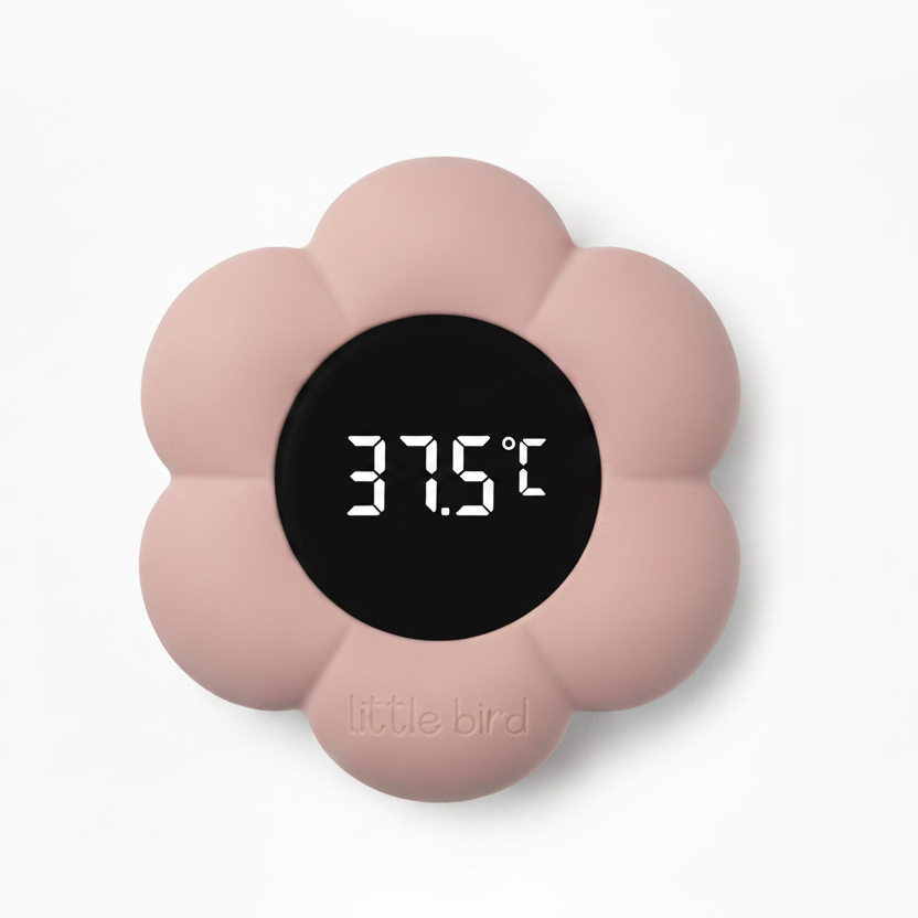 Termometro digitale da bagnetto fiore rosa antico Little Bird - flatlay
