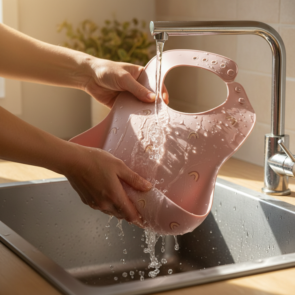 Bavetta rosa arcobaleno facile da lavare sotto l'acqua