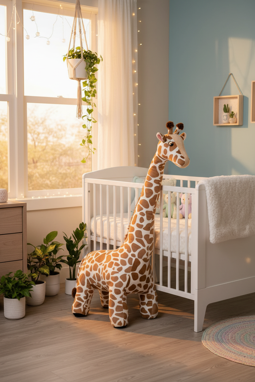 Giraffa Maxi accanto alla culla
