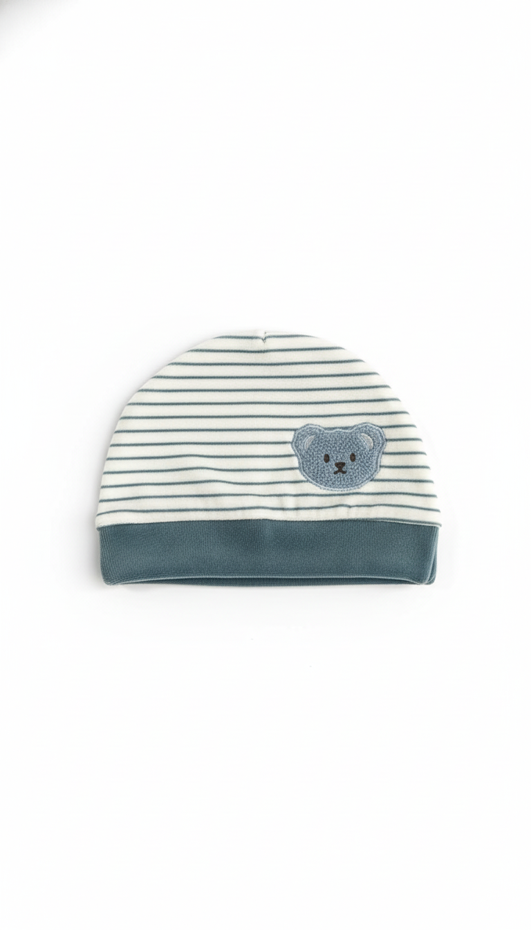 Tutina Neonato con Piedini Blu Petrolio a Righe - Tre Orsetti