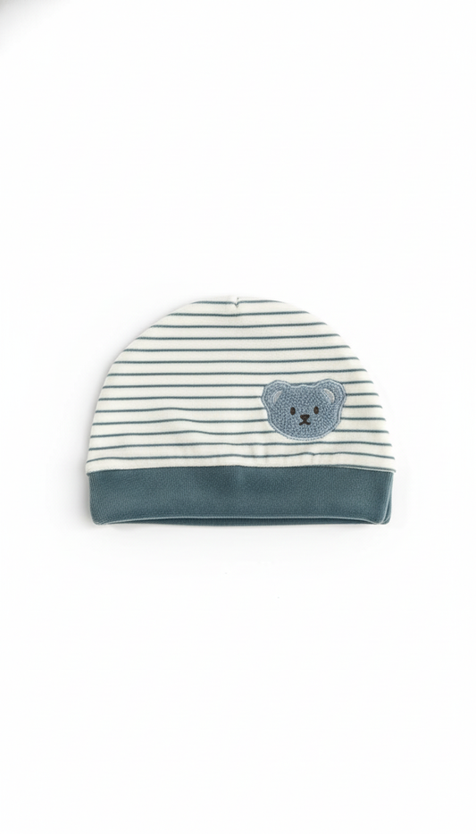 Tutina Neonato con Piedini Blu Petrolio a Righe - Tre Orsetti