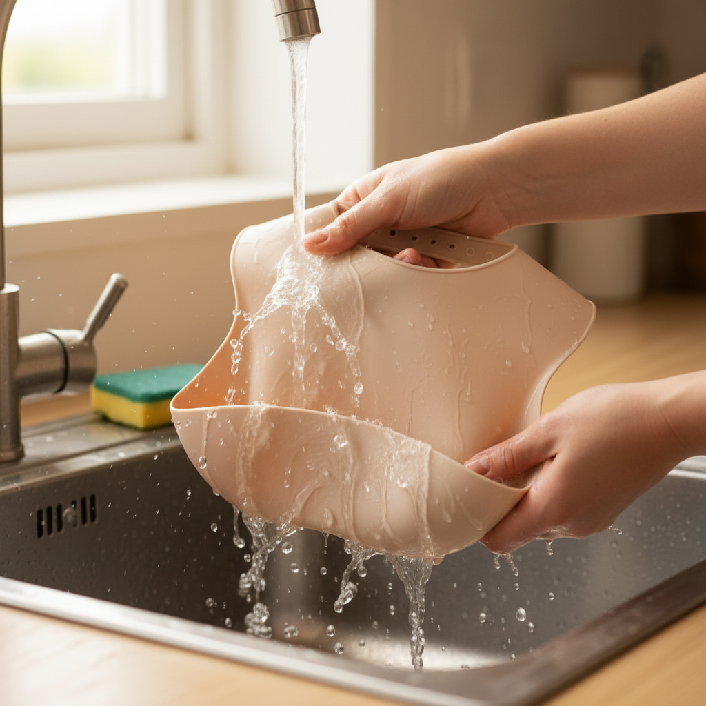 Bavetta beige chiaro facile da lavare sotto l'acqua