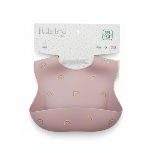 Bavetta rosa arcobaleno con packaging Little Bird