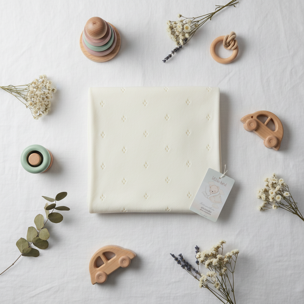 Copertina Traforata Rombi Avorio lifestyle flat lay