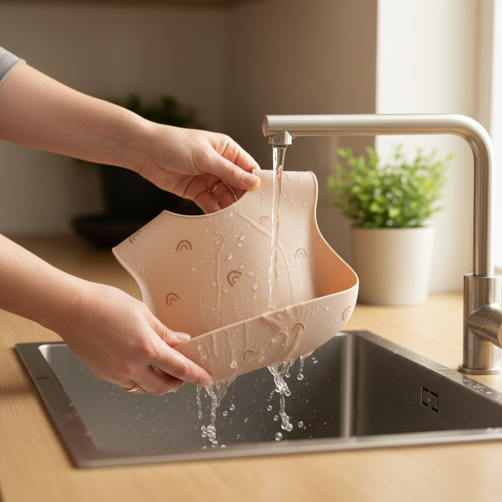 Bavetta beige arcobaleno facile da lavare sotto l'acqua