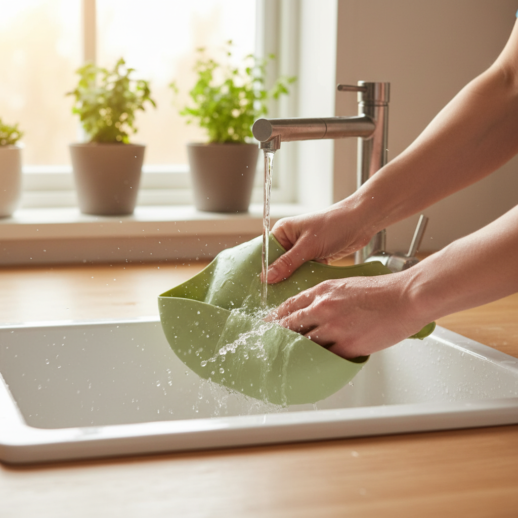 Bavetta verde facile da lavare sotto l'acqua