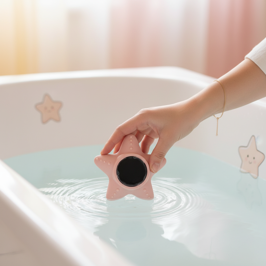 Termometro Little Star Rosa lifestyle mano mamma