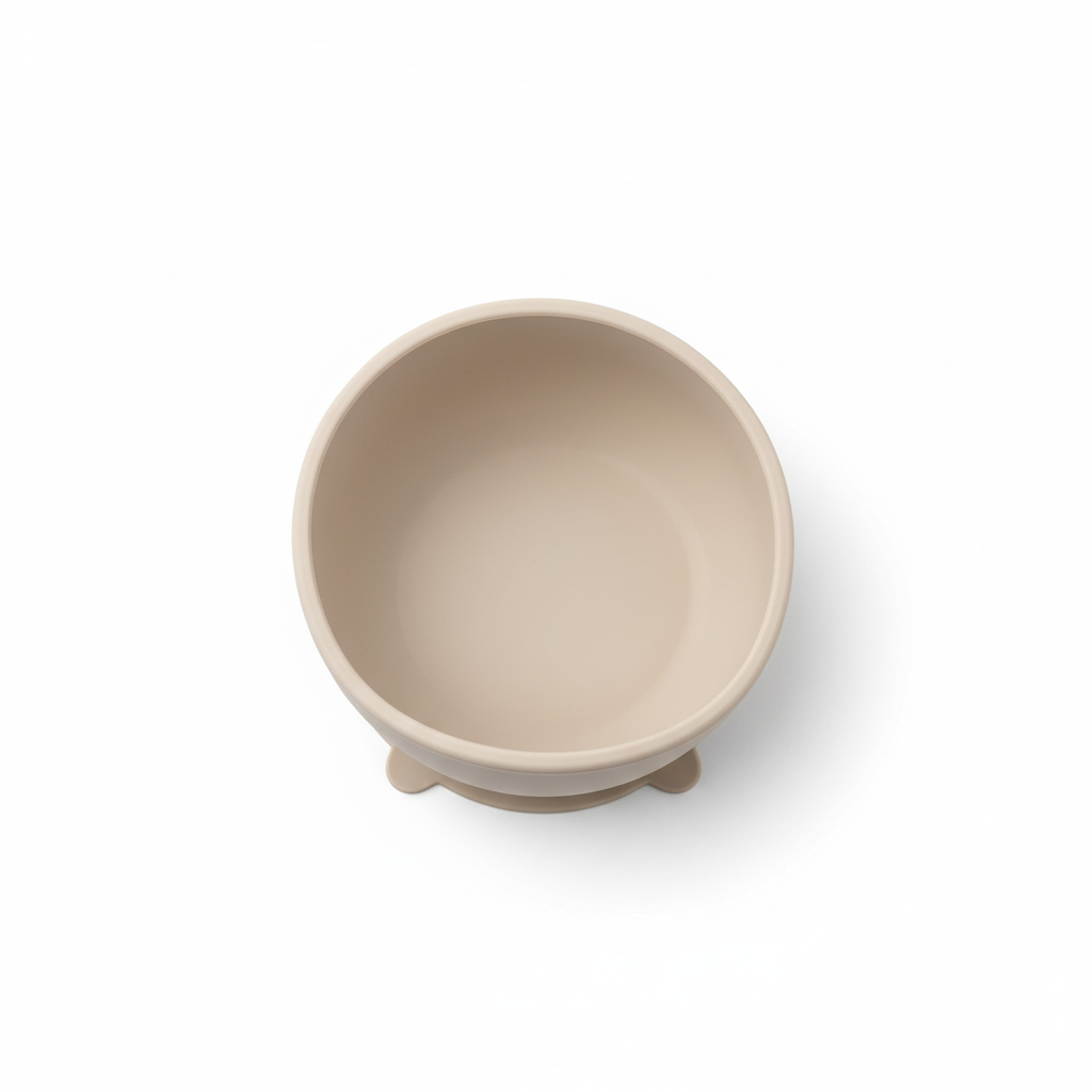 Ciotola Salva Pappa Beige in silicone su sfondo bianco