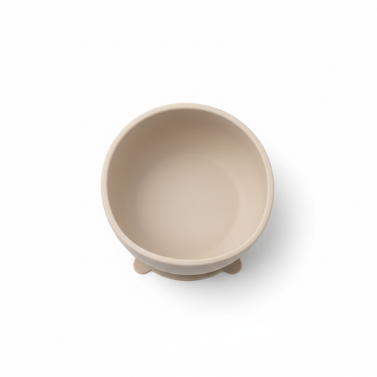 Ciotola Salva Pappa Beige in silicone su sfondo bianco