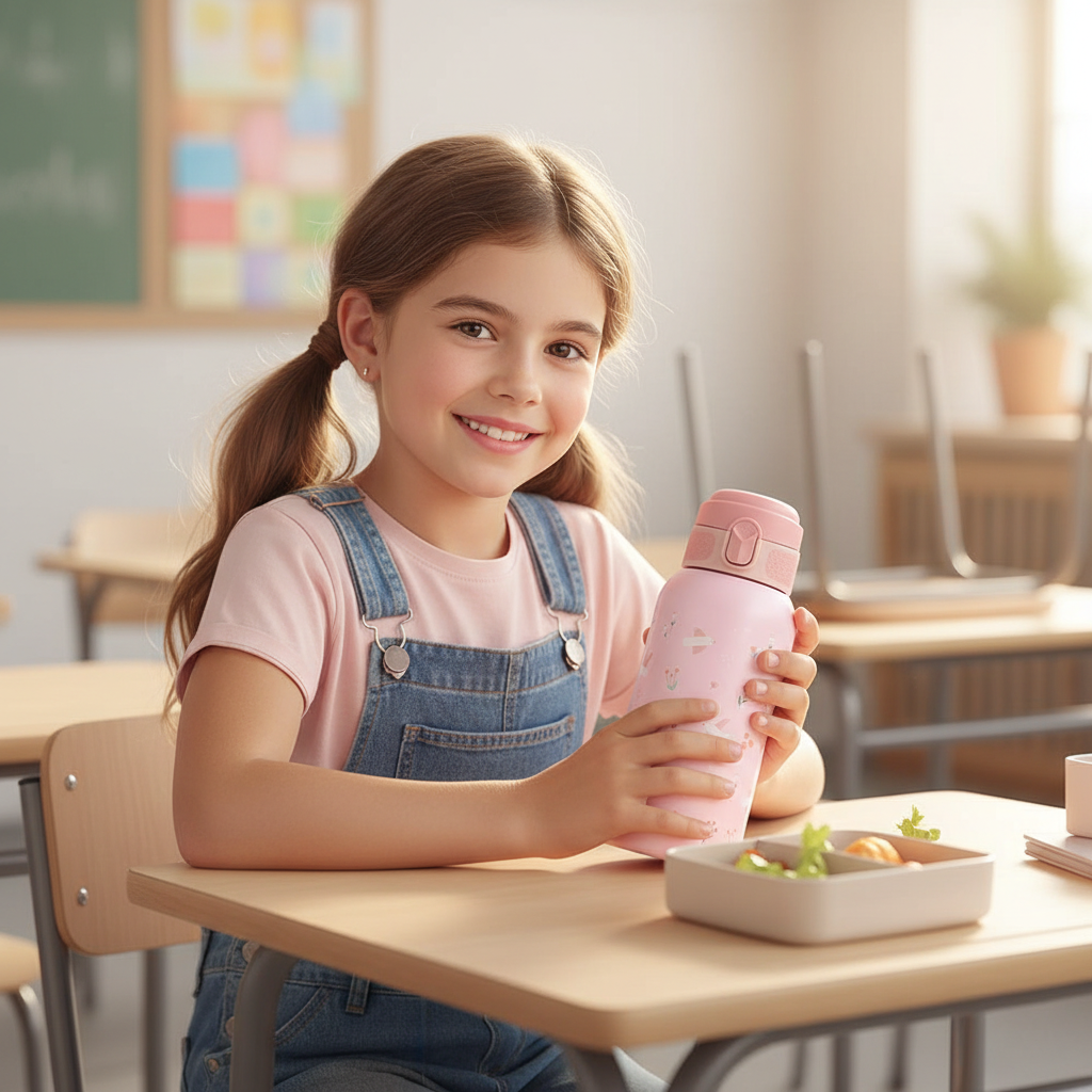 Borraccia Termica Blossom Birds lifestyle - bambina a scuola