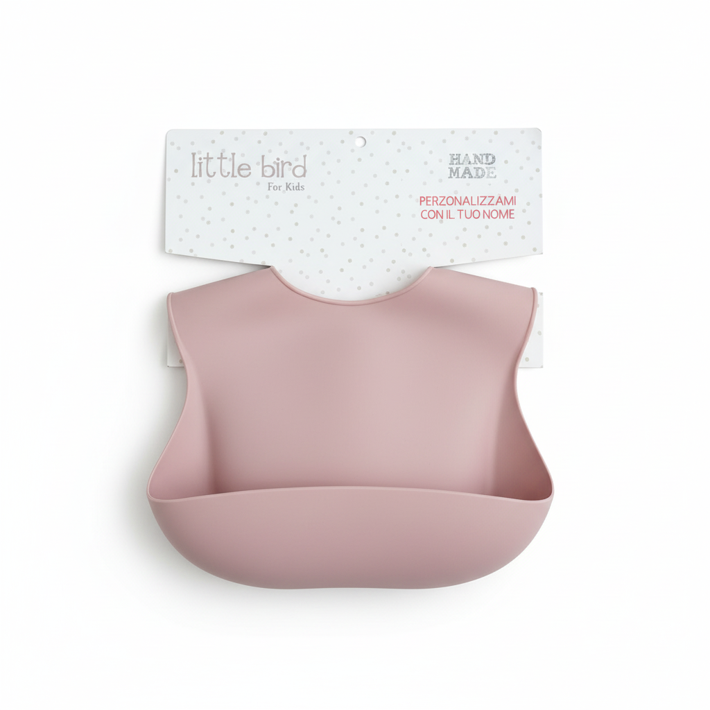 Bavetta rosa con packaging Little Bird