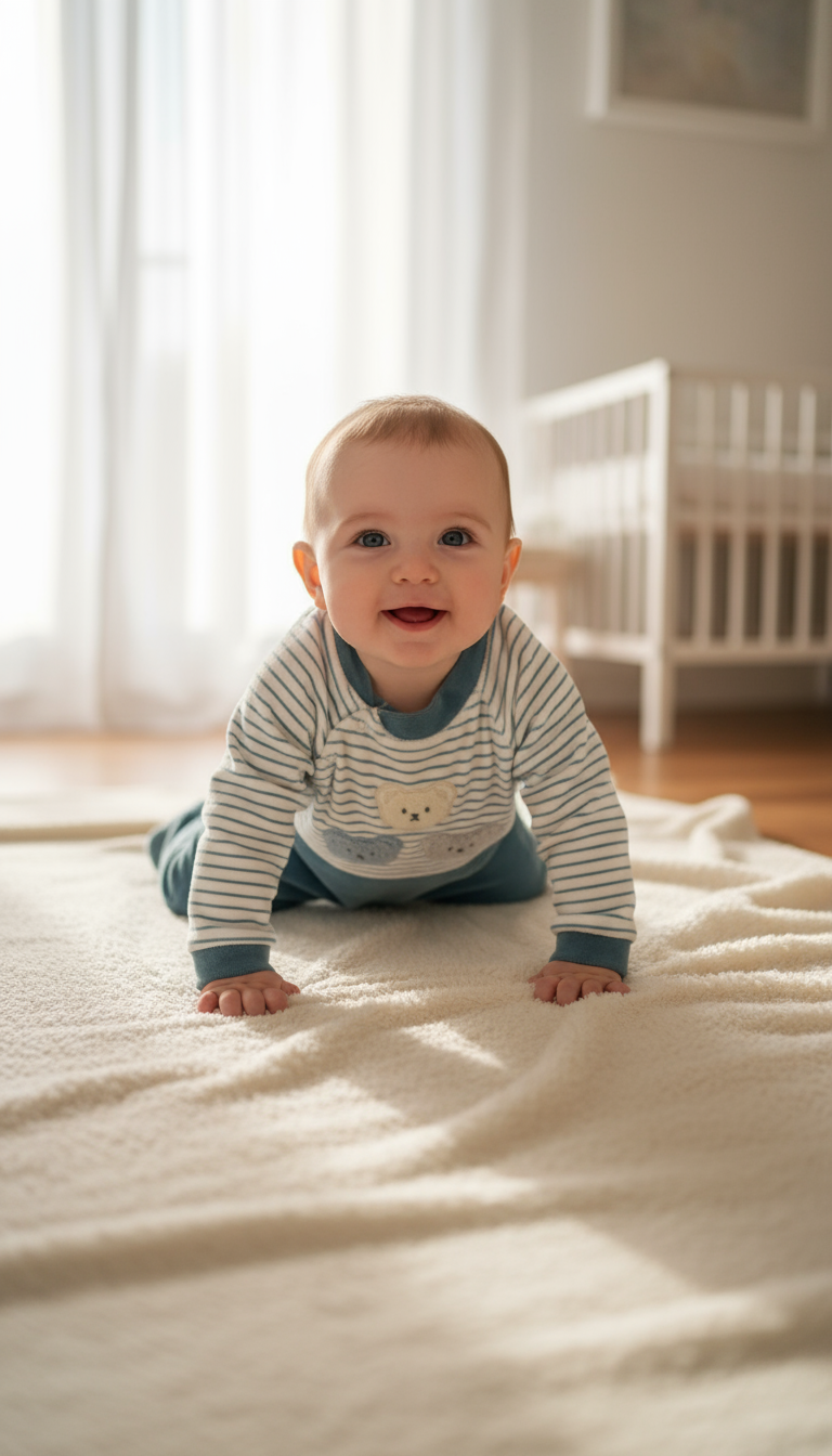 Tutina Neonato con Piedini Blu Petrolio a Righe - Tre Orsetti