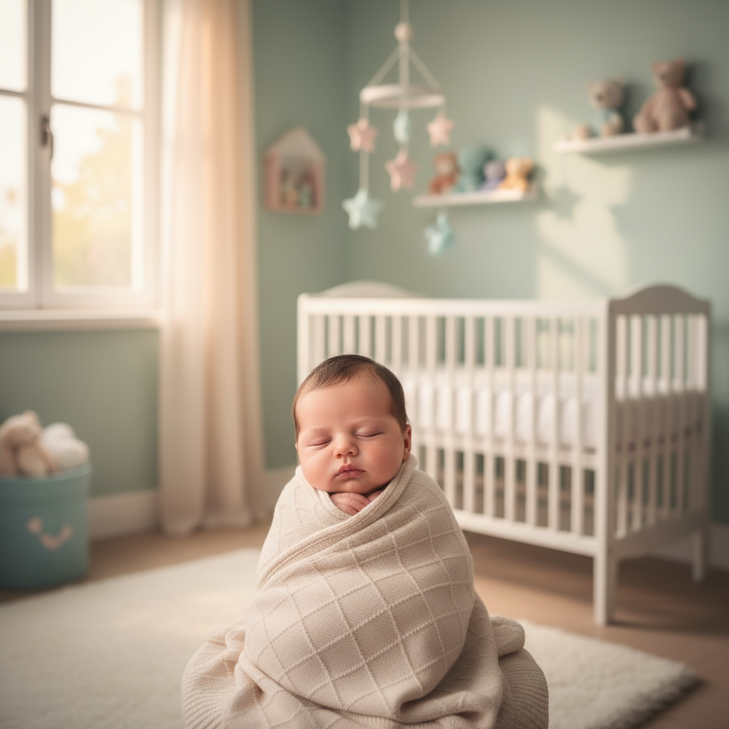 Copertina Scacchi Beige lifestyle neonato